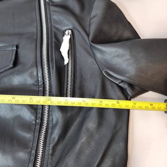 AZALEA WANG Women's Faux Leather Stand Collar Moto Biker Jacket Outwear, Black - Picture 2 of 15